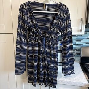 Vitamin A long sleeve hooded swim cover up dress